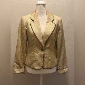 Cache Gold Textured Single-Button Blazer